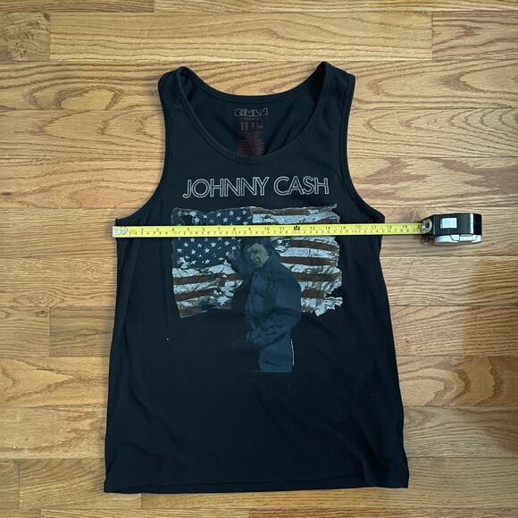 Johnny Cash Graphic Muscle Tank Top Women Medium Black USA Flag Country Rock Tee - Picture 5 of 6